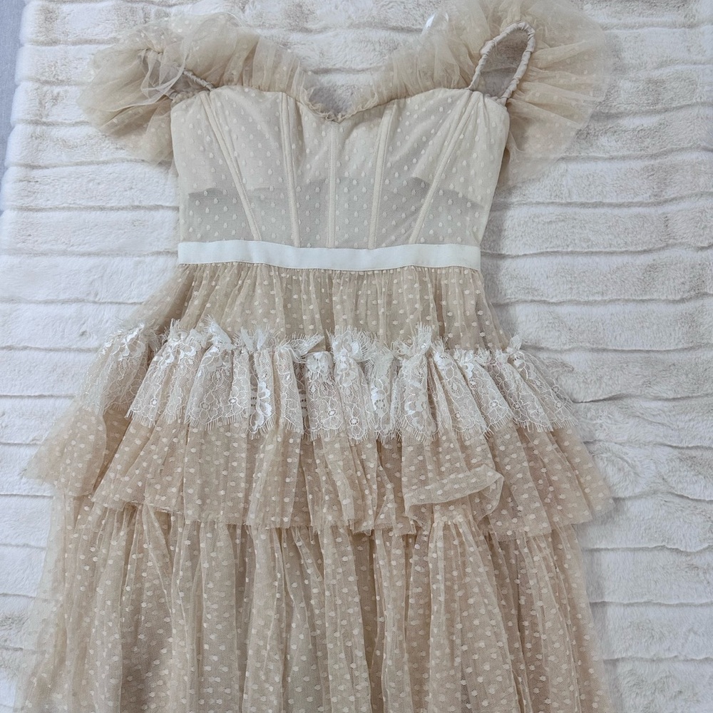 BCBG Elegant Cream Tiered Dress